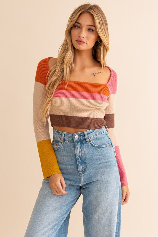 Color Block Stripe Knit Top – Wild Rina