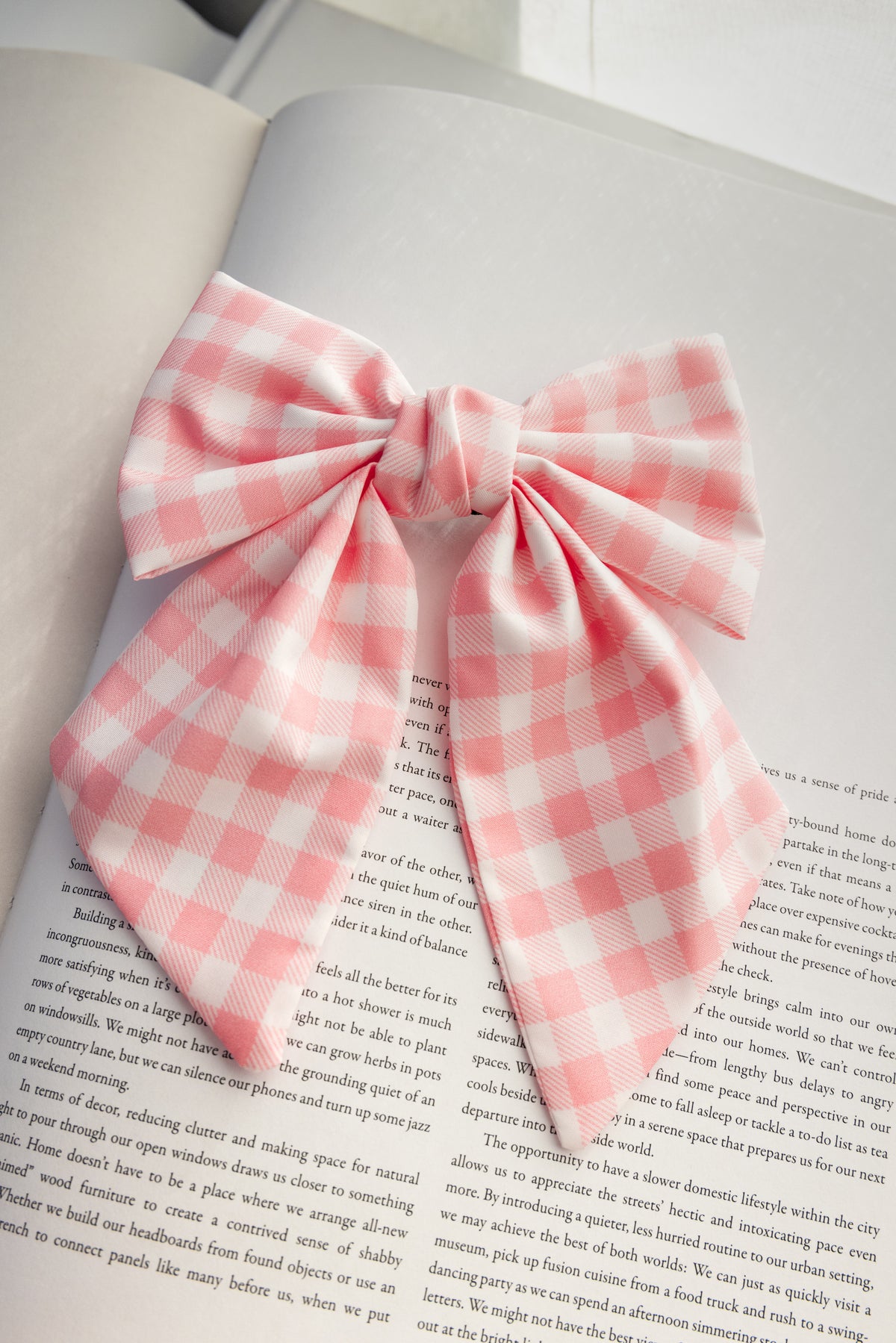 white pink plaid hair bow clip fashion accessory barrette