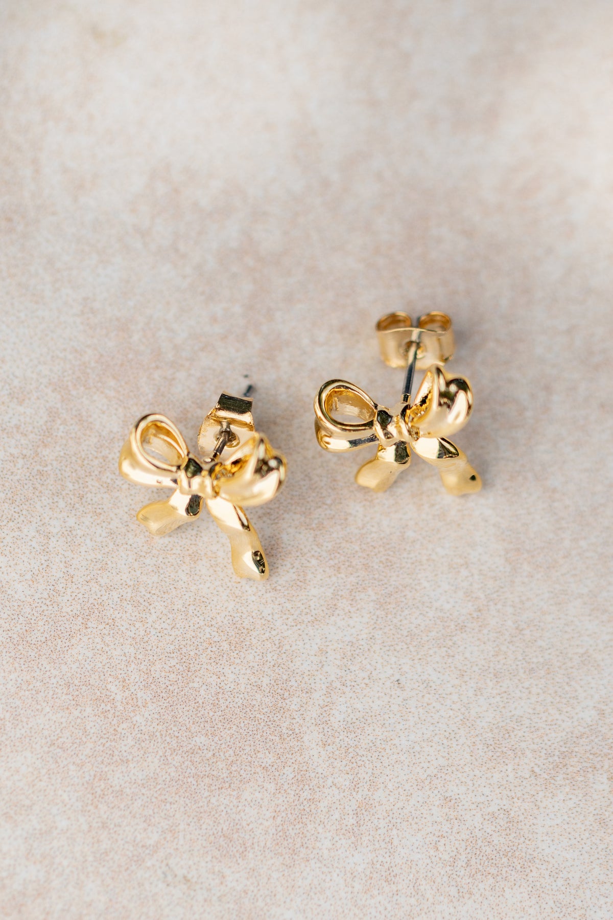 gold bow stud earrings women's jewelry evening wear chic accessory girly
