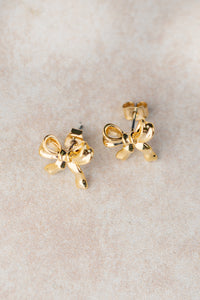 gold bow stud earrings women's jewelry evening wear chic accessory girly