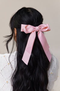 pink double hair bow clip fashion accessory barrette
