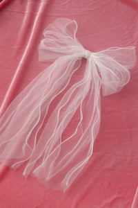 big white sheer hair bow with barrette clip hair fashion accessories