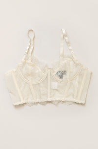 white sheer lace bralette with corset boning bustier underwire cropped fit lingerie