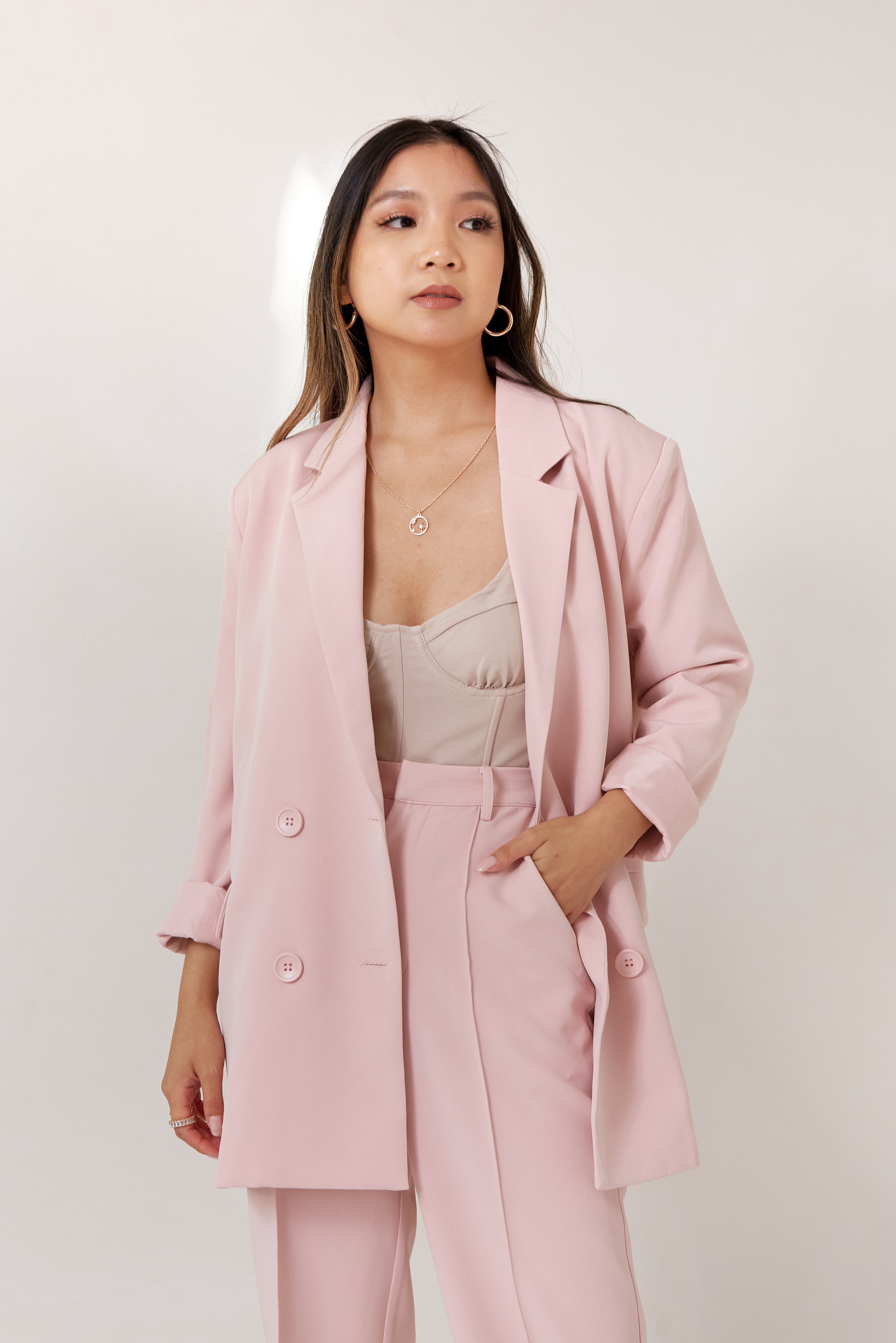 Baby pink blazer on sale set