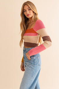 Color Block Stripe Knit Top