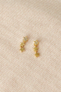 gold star stud earrings dangling fashion accessory jewelry stainless steel hypoallergenic water resistant tarnish free