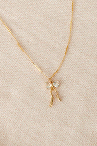 gold zircon bow necklace chain minimalist fashion accessory jewelry stainless steel hypoallergenic water resistant tarnish free