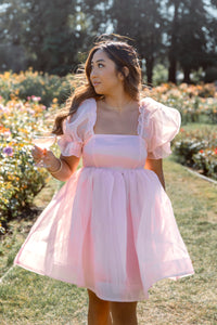 Puff Babydoll Dress - Pink