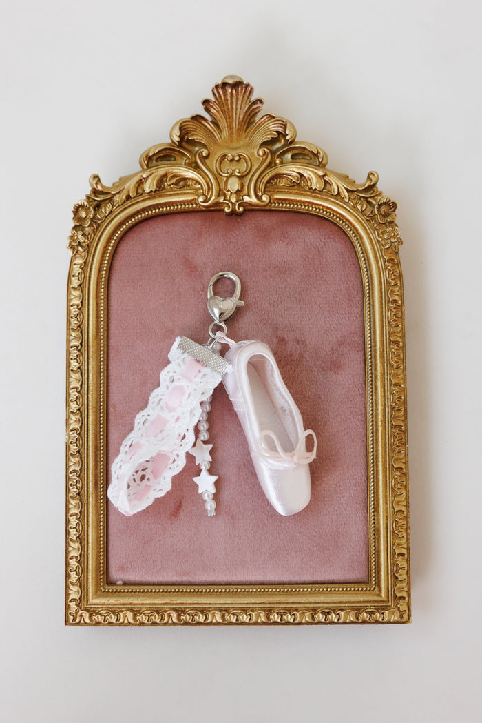 ballet slipper pink bag charm keychain 