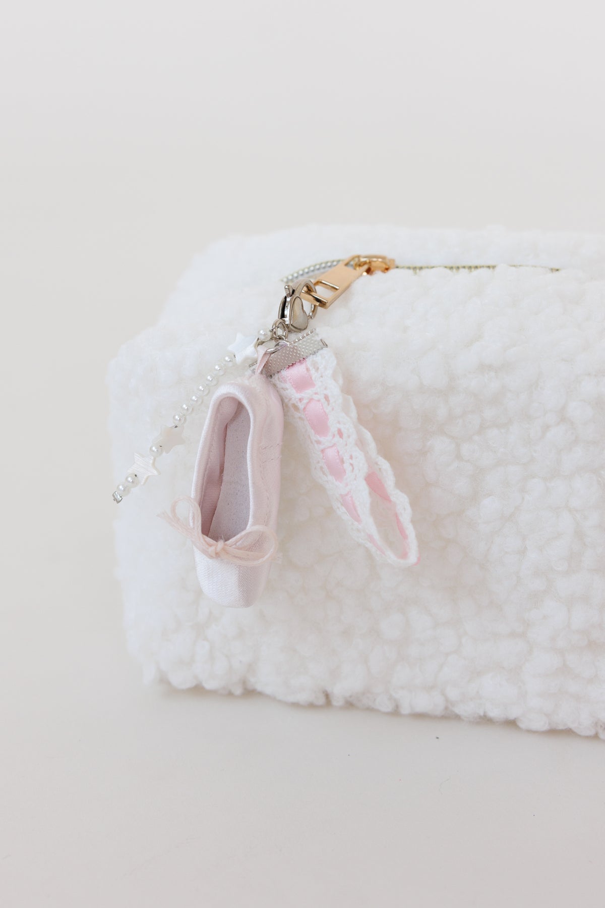 ballet slipper pink bag charm keychain 