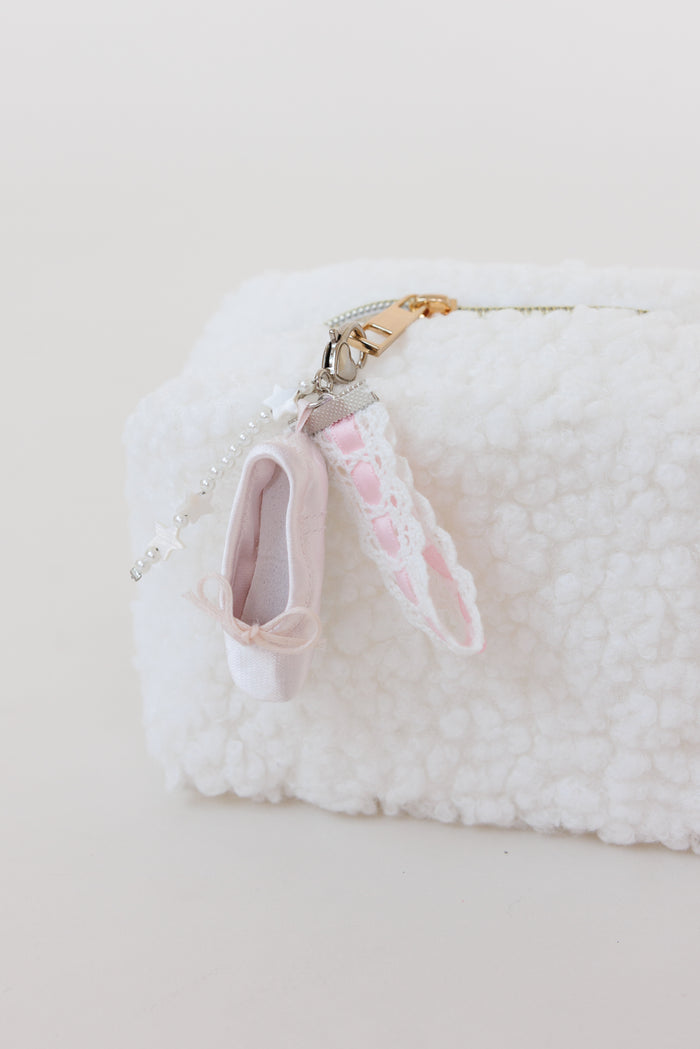 ballet slipper pink bag charm keychain 