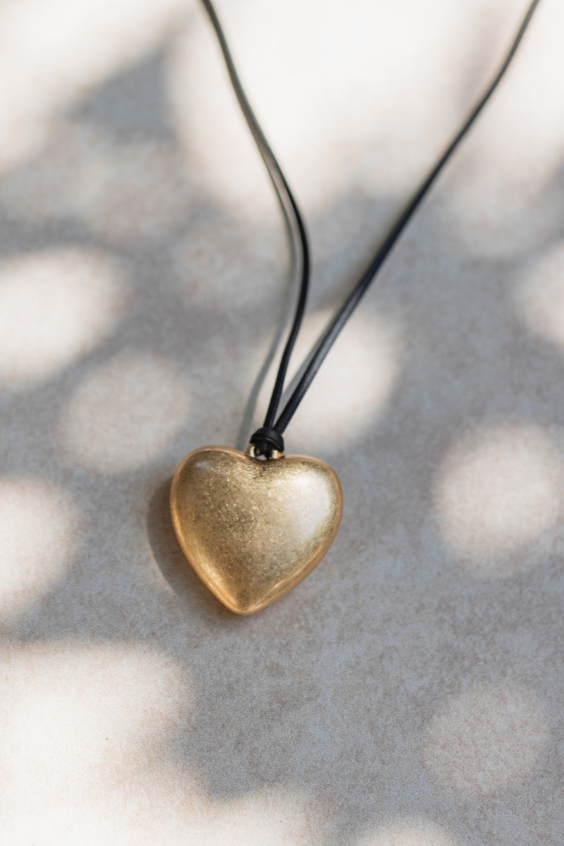 Heart Cord Necklace - Gold
