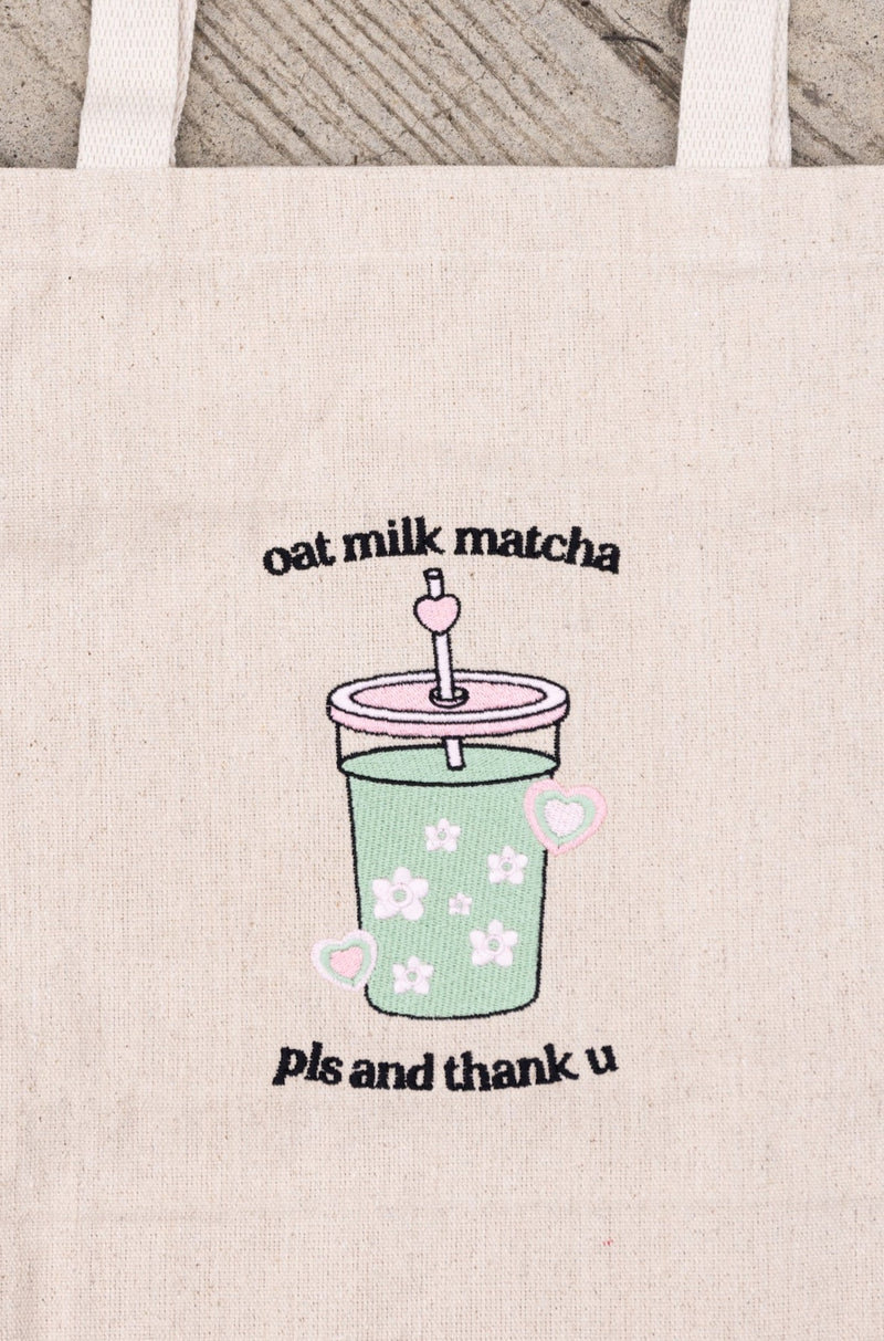 Oat Milk Matcha Latte Tote Bag