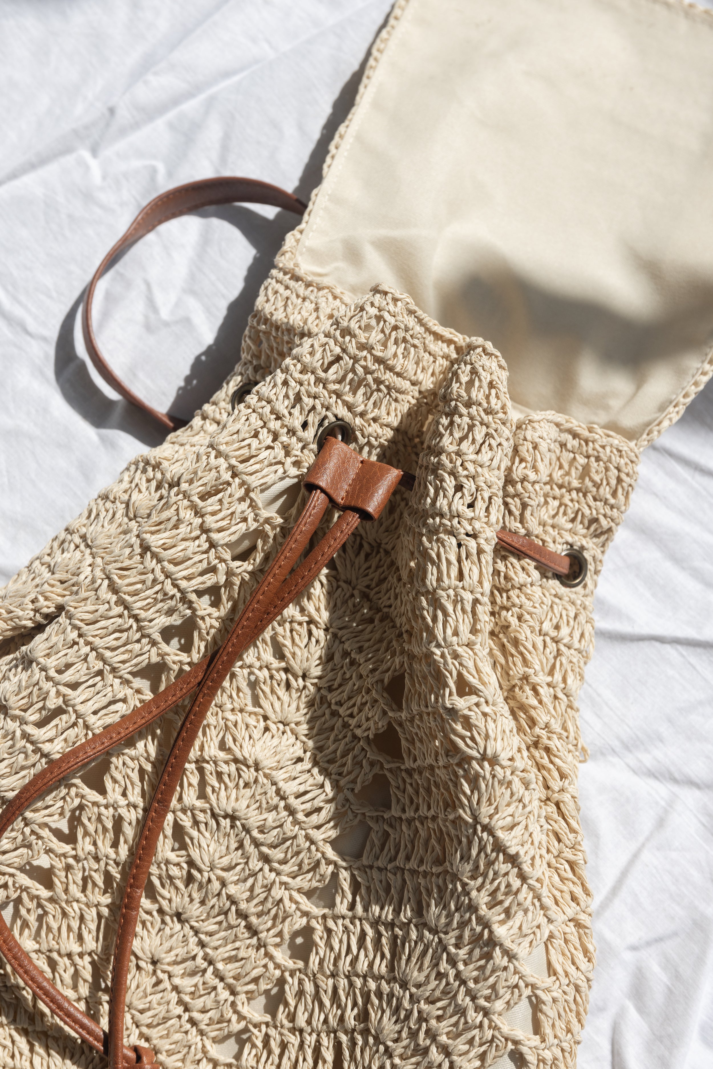 Woven Straw Backpack