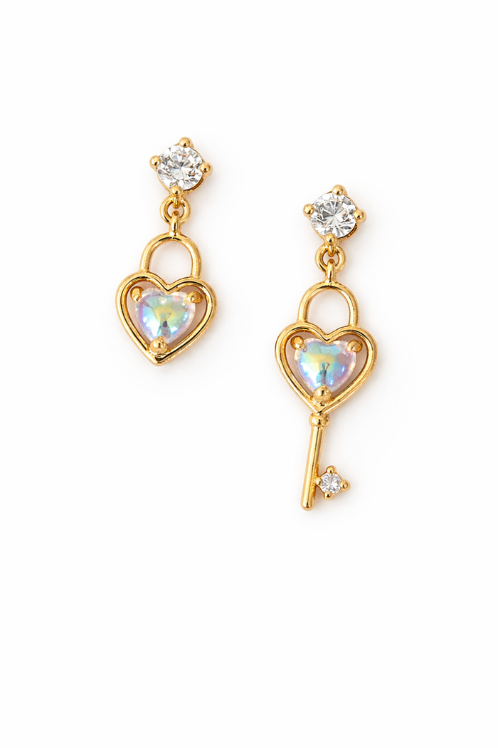 Dainty Lock And Key Earrings