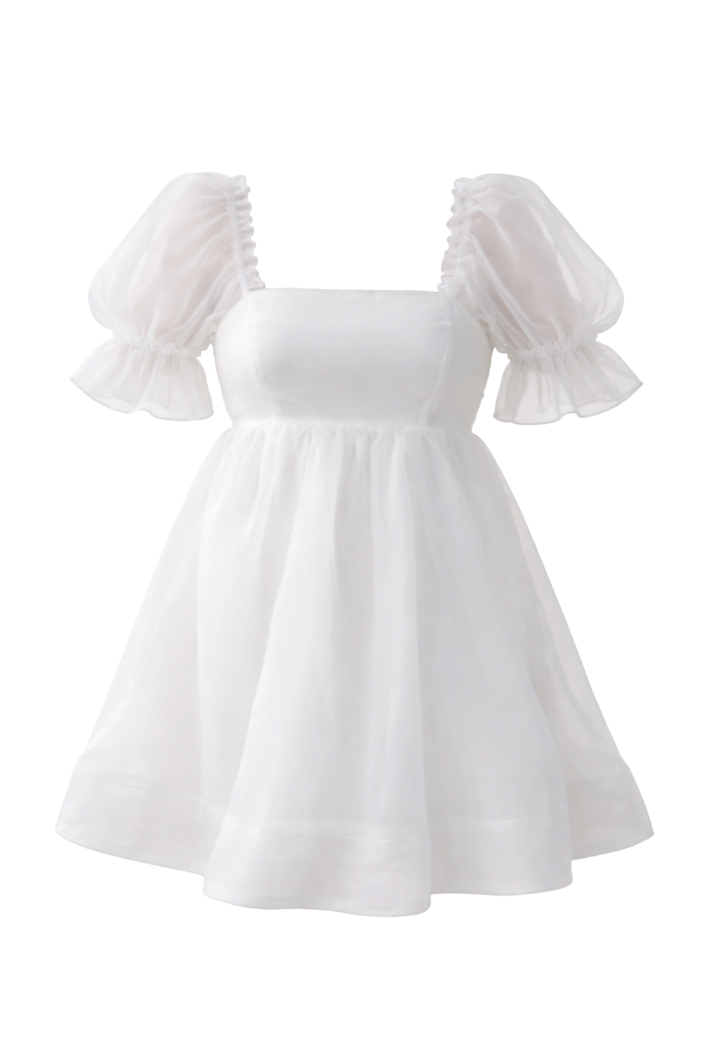 Puff Babydoll Dress - White Wild Rina Puff Babydoll Dress - White Wild Rina