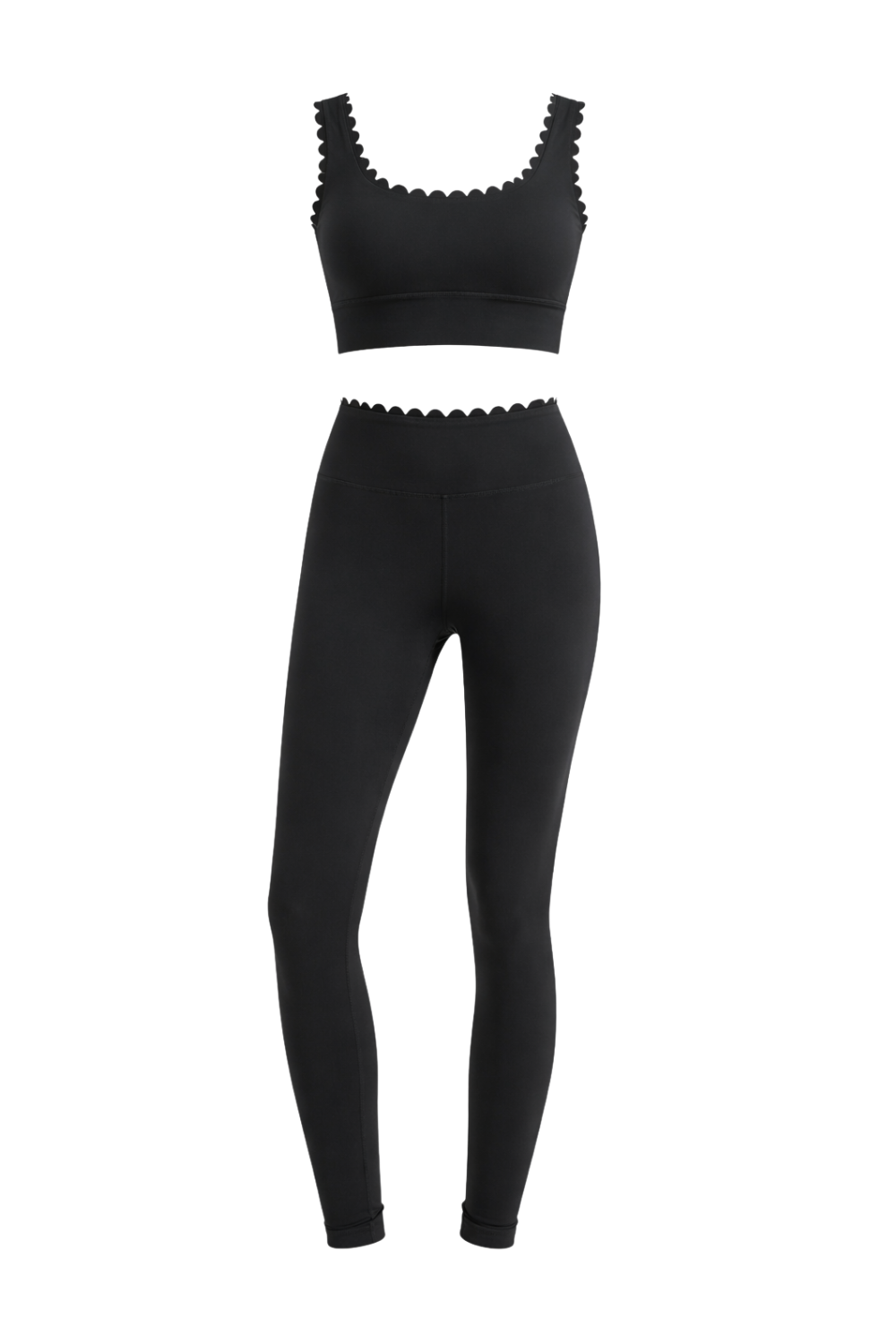 Scallop Top and Leggings - Black