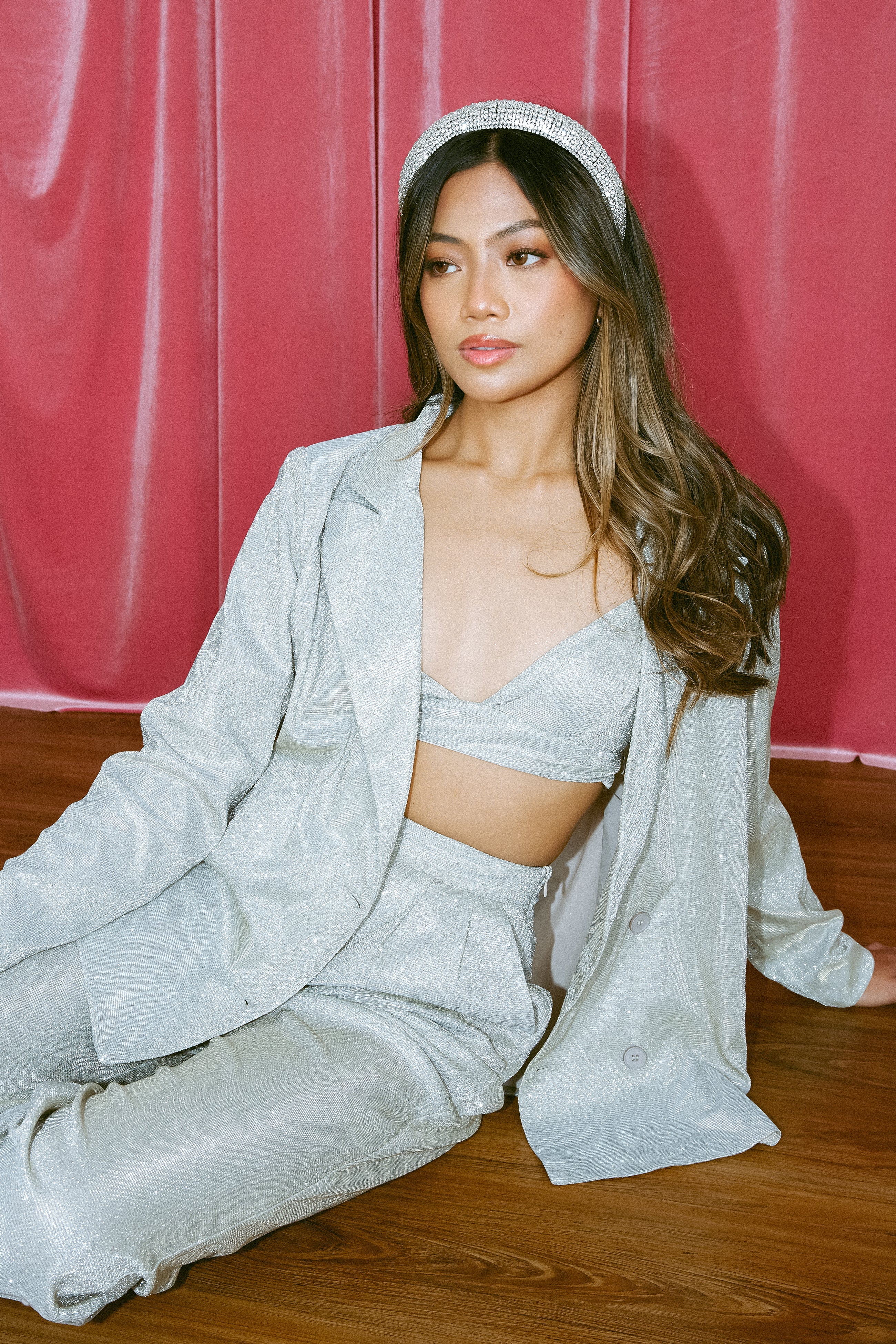 sparkly silver bralette