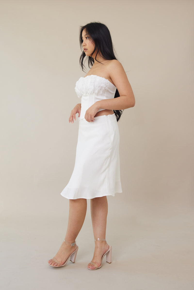 Frills Midi Skirt - Off White