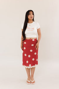 Red Dot Midi Skirt