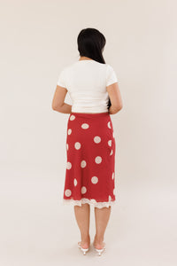 Red Dot Midi Skirt