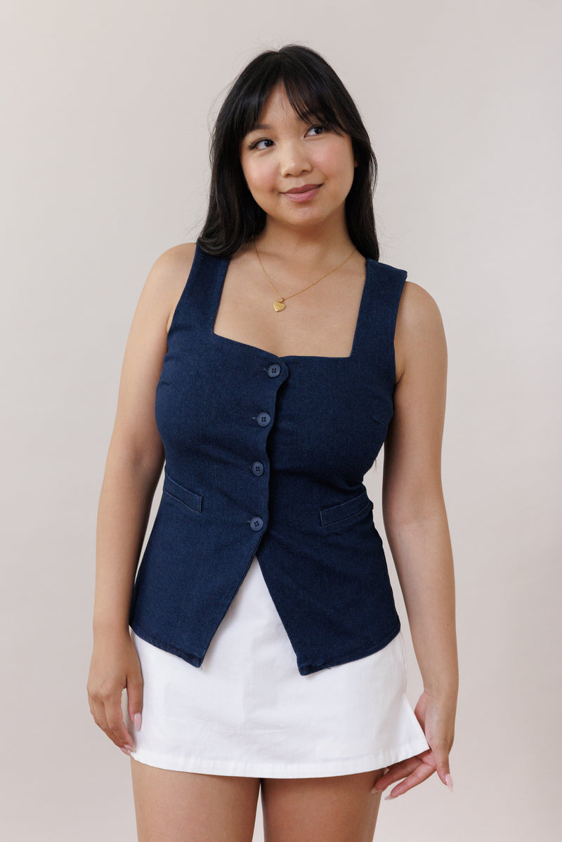 All Buttoned Up Denim Top
