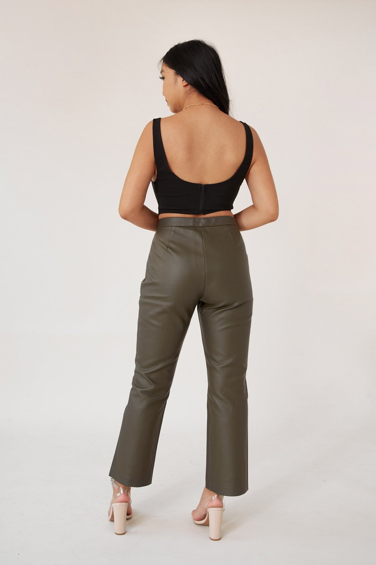 Olive Leather Pants
