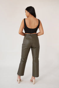 Olive Leather Pants