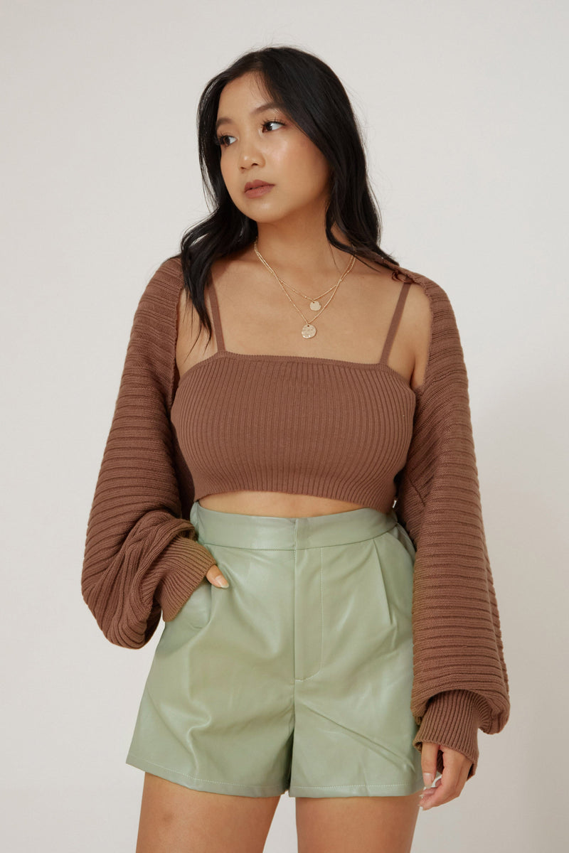 Please Leather Shorts - Sage
