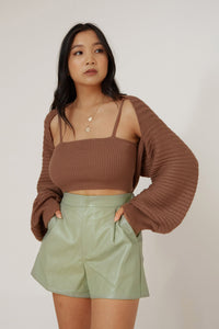 Please Leather Shorts - Sage