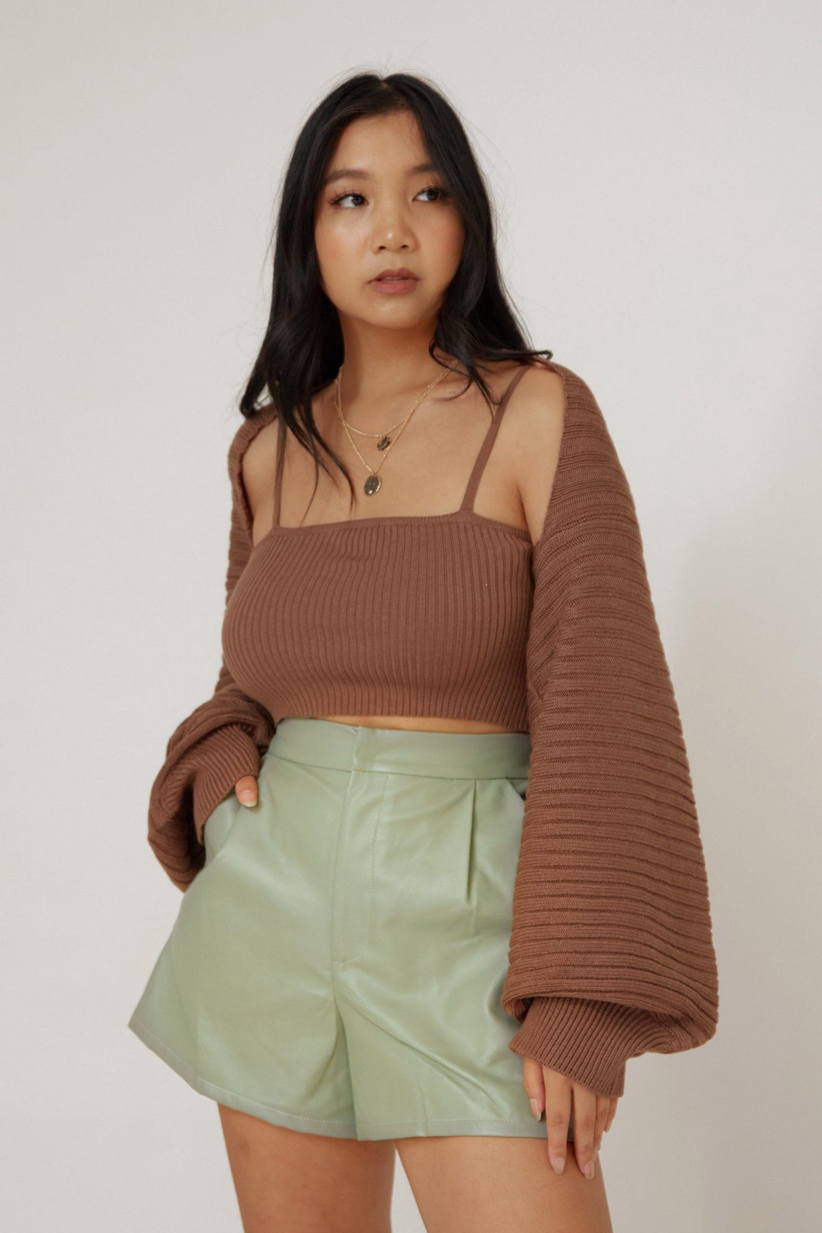 Please Leather Shorts - Sage