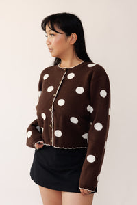 Polka Dot Cardigan - Brown
