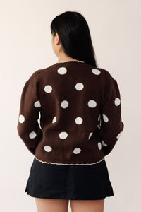 Polka Dot Cardigan - Brown