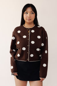 Polka Dot Cardigan - Brown