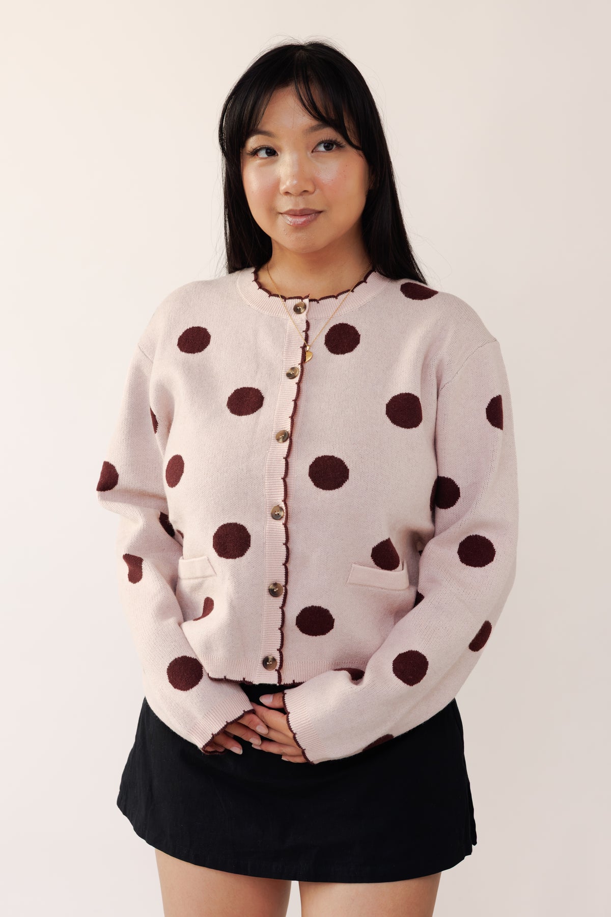 Polka Dot Cardigan - Pink