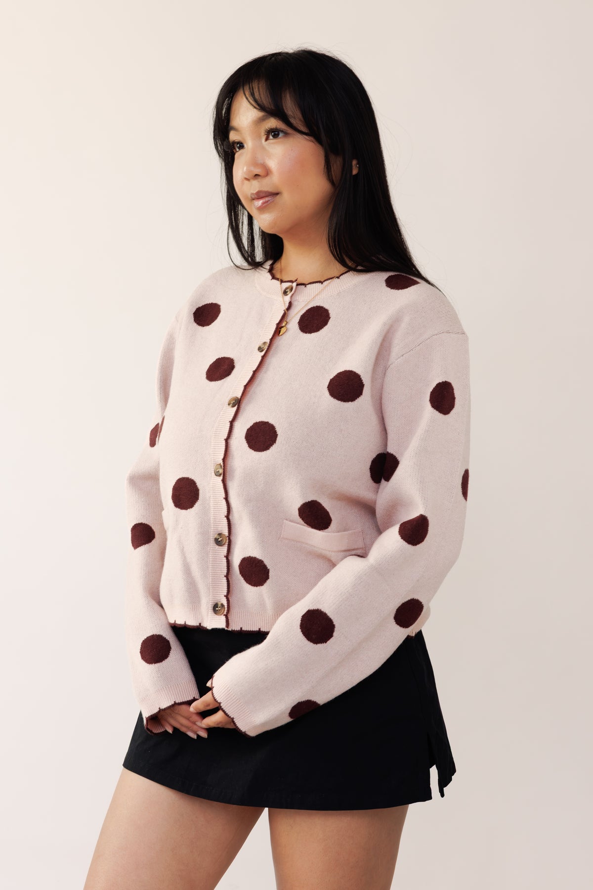 Polka Dot Cardigan - Pink