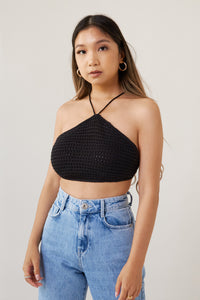Hot Sand Crochet Top - Black