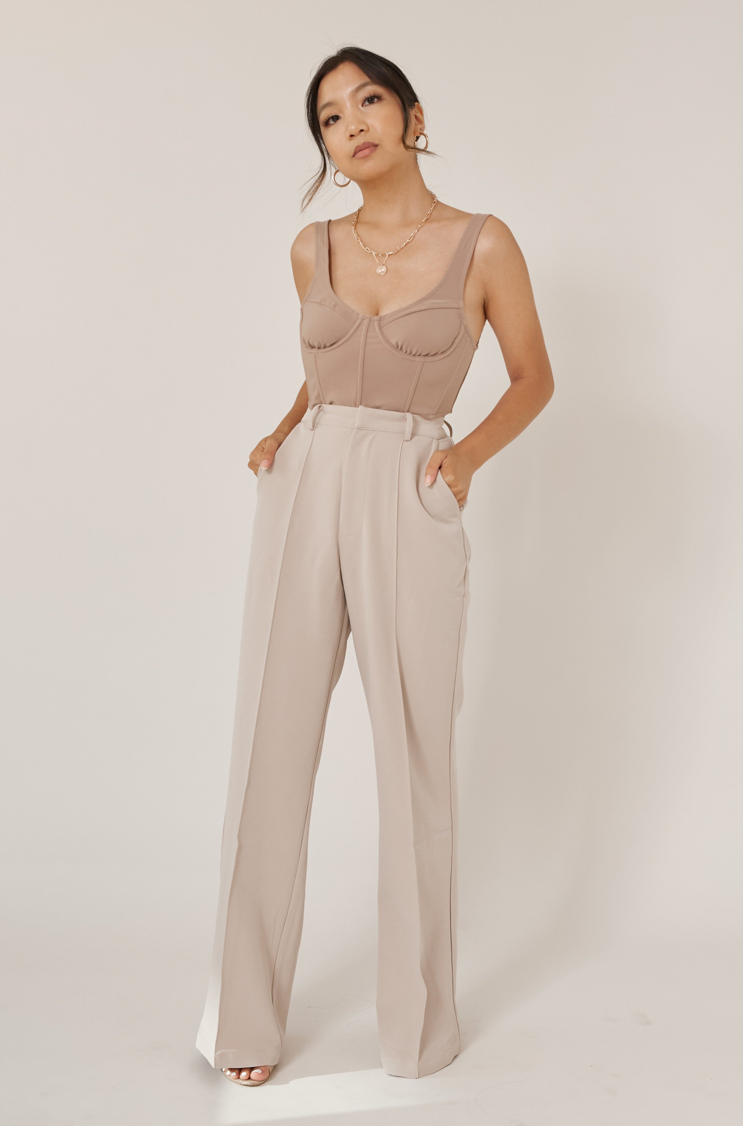 【PORTERNA】Orin pin tuck trousers Roana Pintuck Trousers, Charcoal