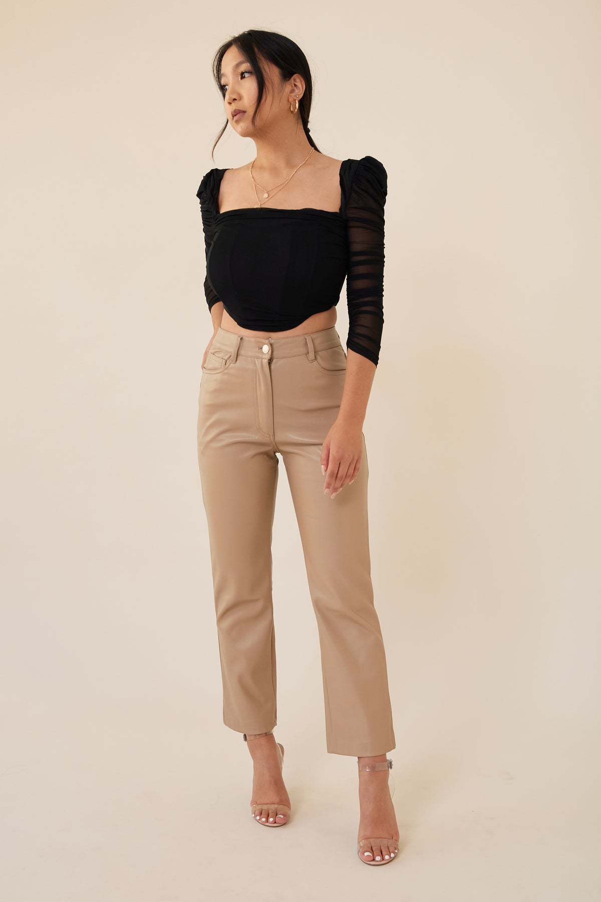 The Perfect Leather Pant - Beige - Sample