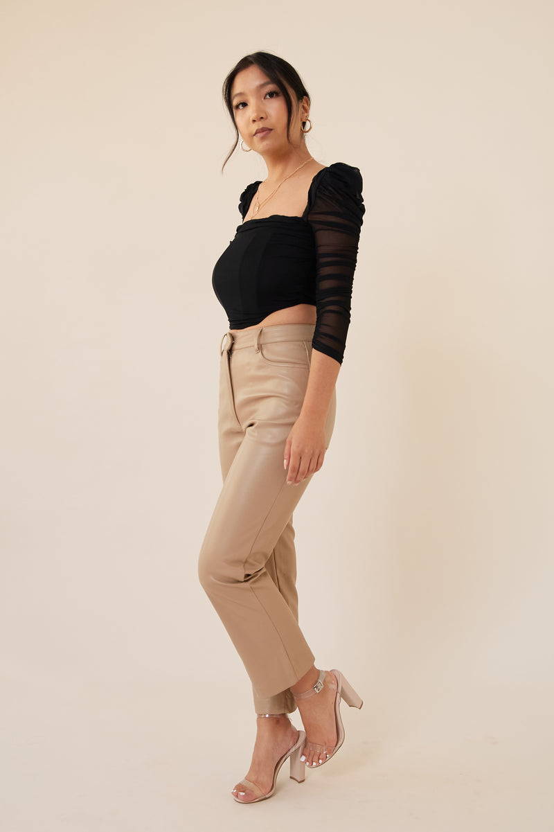 The Perfect Leather Pant - Beige - Sample