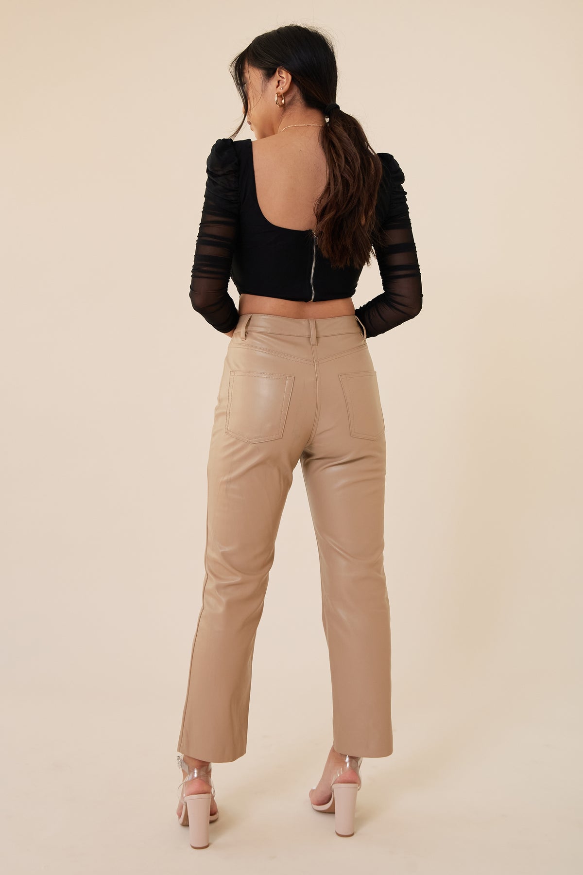 The Perfect Leather Pant - Beige - Sample