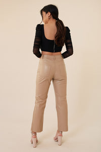 The Perfect Leather Pant - Beige - Sample