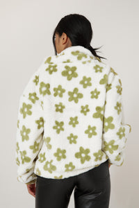 Green Floral Plush Jacket