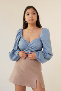Dear Diary Wrap Blouse - Blue