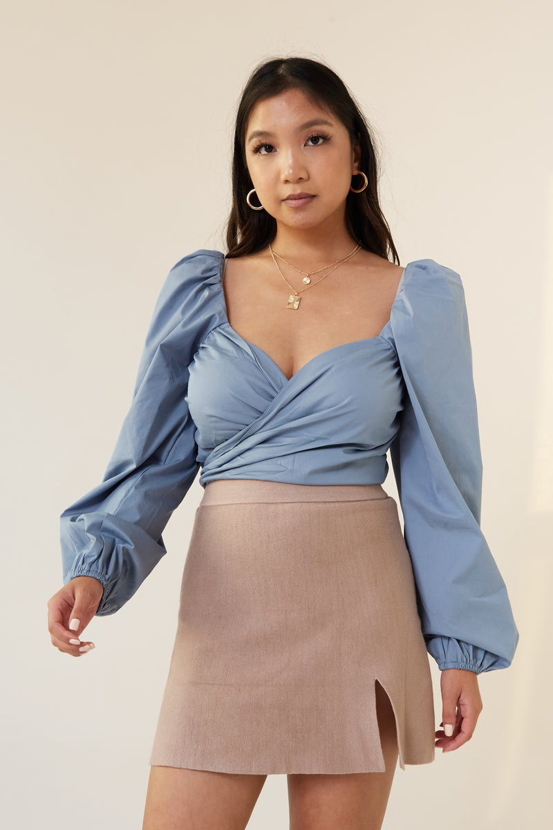 Dear Diary Wrap Blouse - Blue